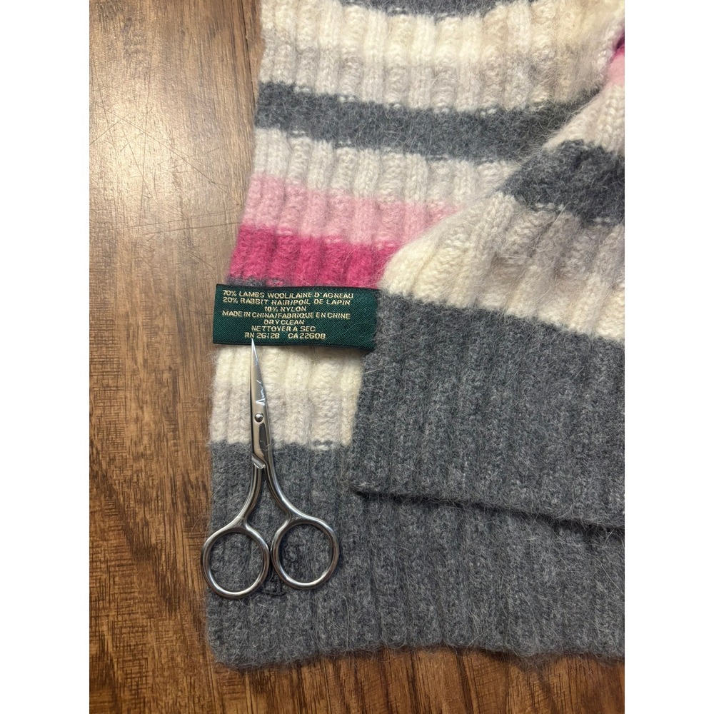 Lauren Ralph Lauren Striped Wool Angora Blend Scarf‎ 6" by 51" quiet luxury soft - Picture 6 of 7